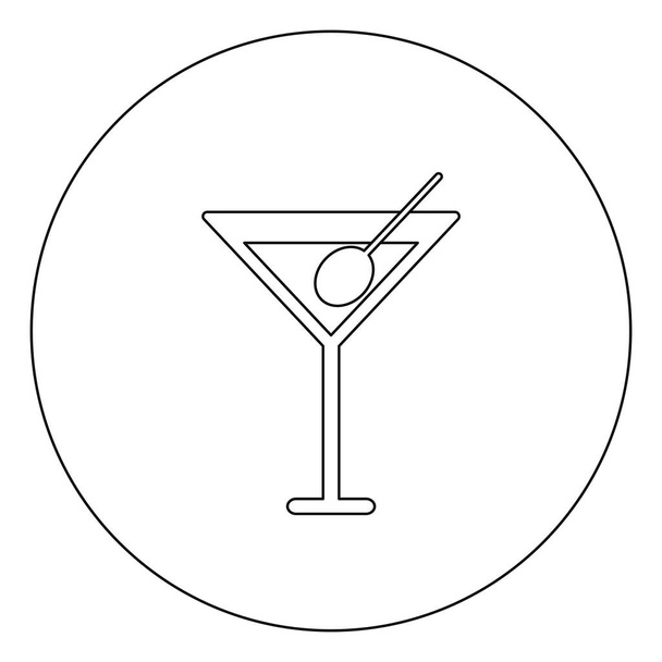 Coctail with an olive, illustration, vector on white background. - Vektör, Görsel