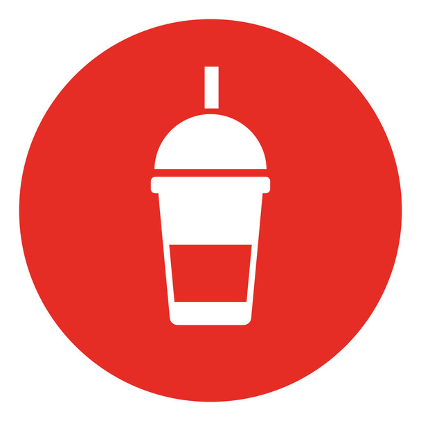 Drink a plastic cup with a lid and straw, illustration, vector on white background. - Vektor, obrázek