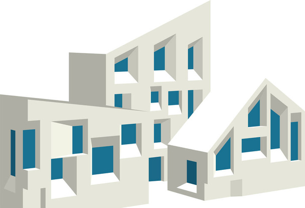 abstracta arquitectura bosquejo 3d vector ilustración - Vector, imagen