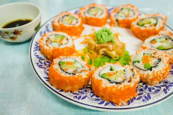 Selective focus point california roll maki sushi - japanese food style - Photo, Image