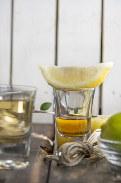 Tequila Shots with Lime and Salt - Photo, Image