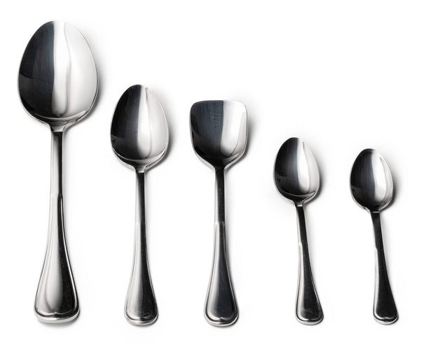 Set of silver cutlery on a white background - Foto, Imagem