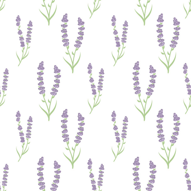 Cute floral lavenders seamless repeat pattern background. Vector pattern swatch. Great for springtime modern fabric, wallpaper, backgrounds, invitations, packaging design projects. Surface pattern design. - Vetor, Imagem
