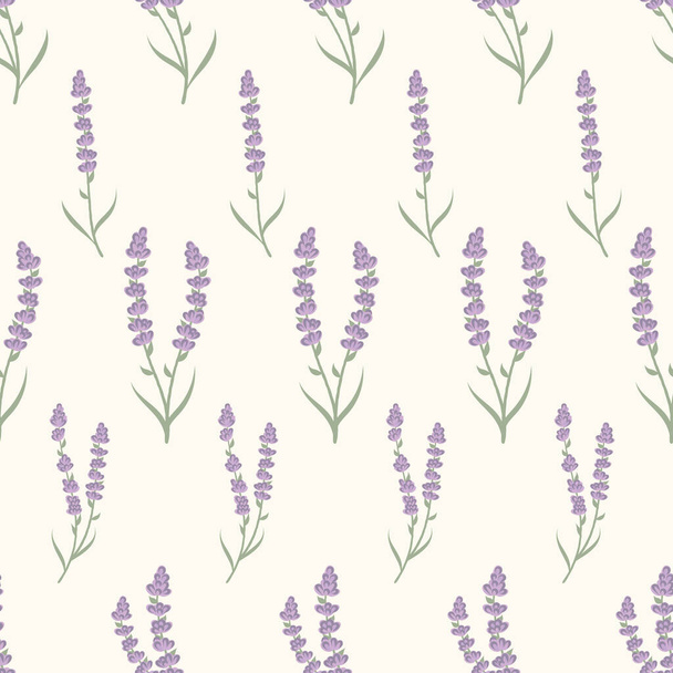 Cute floral lavenders seamless repeat pattern background. Vector pattern swatch. Great for springtime modern fabric, wallpaper, backgrounds, invitations, packaging design projects. Surface pattern design. - Vector, afbeelding