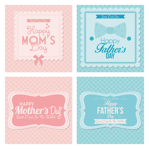 Cartões de modelo de dia do pai e da mãe feliz
  - Vetor, Imagem