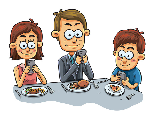 Familie hebben diner - Vector, afbeelding