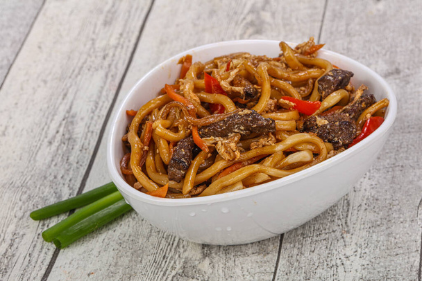 Asian cuisine Fried noodle with beef - Photo, Image