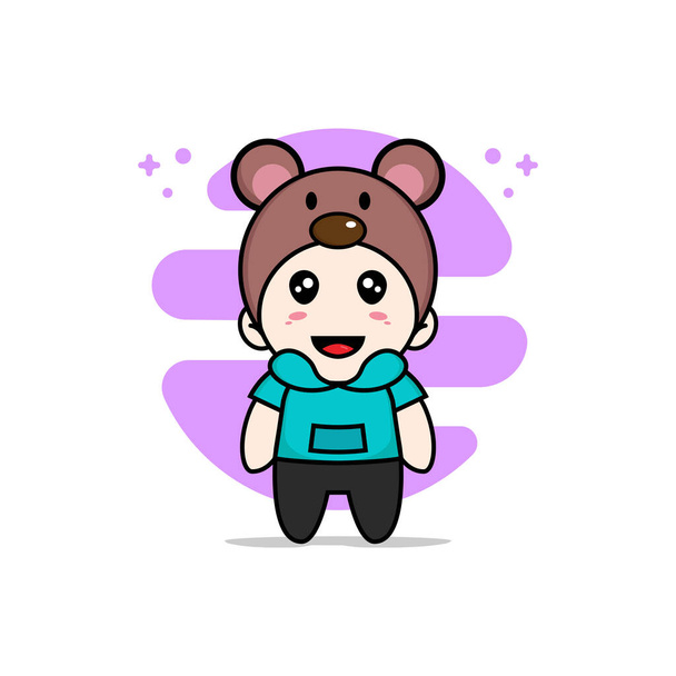 Cute kids character wearing mouses costume. Mascot design concept - Vector, Image