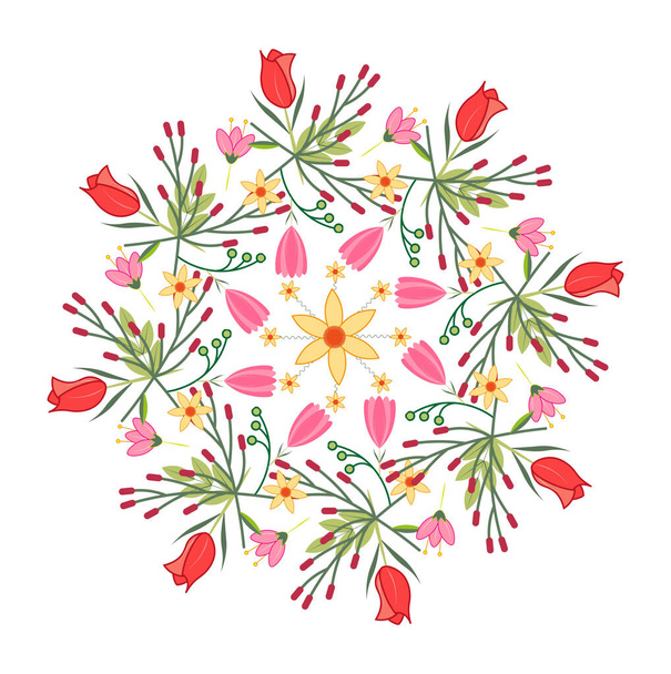 Весняні квіти радіальний візерунок Векторні ілюстрації на білому тлі
 - Вектор, зображення