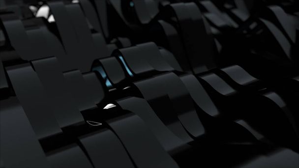 3D візуалізація чорних хвильових ліній. Комп'ютер створив абстрактний динамічний фон
. - Фото, зображення