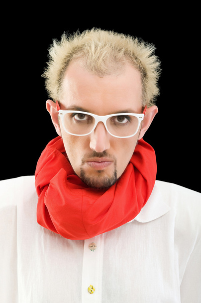 Man with red scarf on the black - Photo, Image