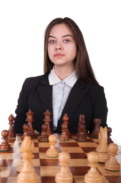 lány, sakkozó - Fotó, kép