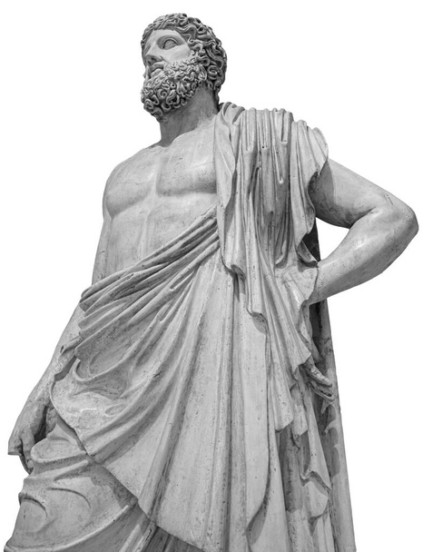 Marble statue of greek god Zeus isolated on white background. Antique sculpture of man with beard - Fotografie, Obrázek
