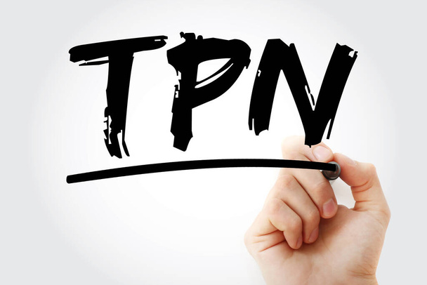 TPN - acrónimo total de Nutrición Parenteral con marcador, concepto de fondo - Foto, Imagen
