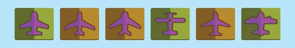 conjunto de avión moderno icono de dibujos animados plantilla de diseño con varios modelos. ilustración vectorial moderna aislada sobre fondo azul - Vector, imagen