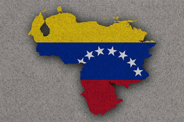 Mapa a vlajka Venezuely na plsti - Fotografie, Obrázek