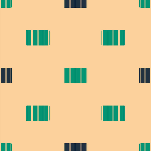 Grünes und schwarzes Farbpalettenleitsymbol isoliert nahtloses Muster auf beigem Hintergrund. Modulares Netz. Vektor. - Vektor, Bild