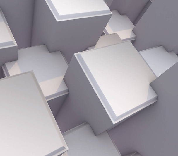 Representación 3D de un fondo abstracto moderno con cubos de extrusión biselados - Foto, imagen