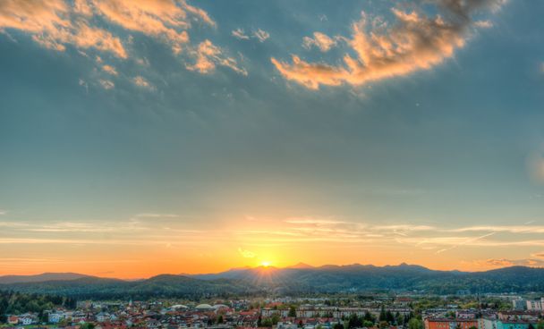 a naplemente a városra - Fotó, kép