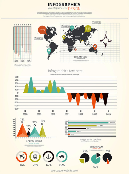 Infographics set. World Map and Information Graphics. Vector - Vektor, Bild