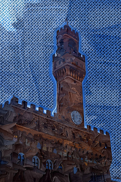 Piazza della Signoria z Palazzo Vecchio, Florencja, Włochy - Zdjęcie, obraz
