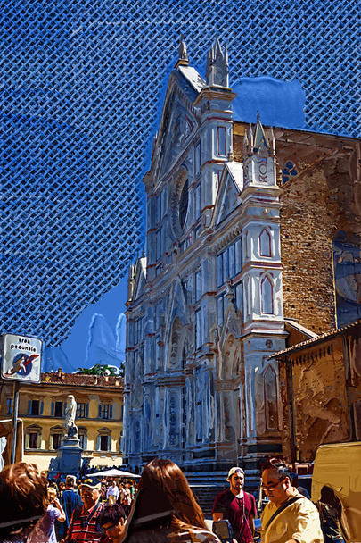 Пьяцца делла Фазория с Палаццо Веккьо, Флоренция, Италия - Фото, изображение
