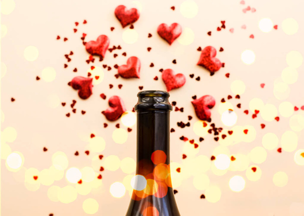 Festive holiday greeting card for Valentines with red hearts - Fotografie, Obrázek