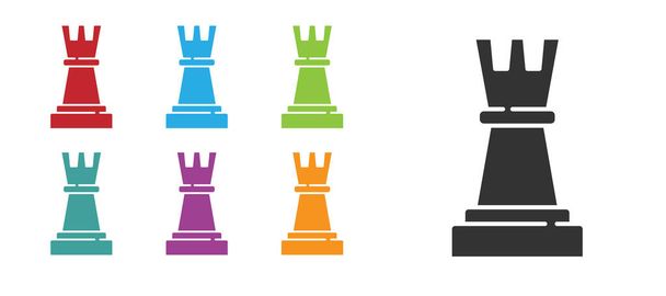Black Chess icon isolated on white background. Business strategy. Game, management, finance. Set icons colorful. Vector. - Vector, Image
