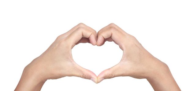 Hands making sign Heart isolated. Beautiful hands  with copy space. Love concept on Valentine day - Foto, Imagem