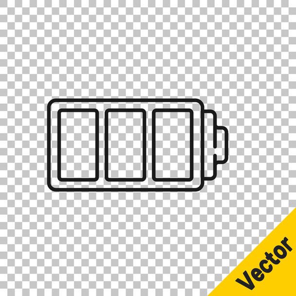 Línea negra Icono del indicador de nivel de carga de la batería aislado sobre fondo transparente. Vector. - Vector, imagen