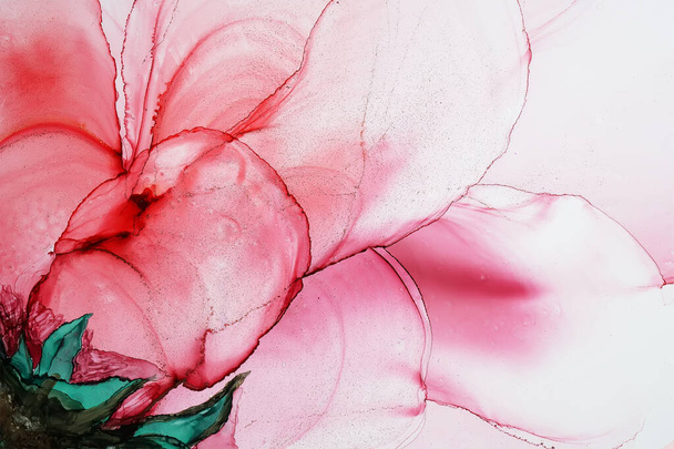Abstract flower alcohol ink texture, macro photo - Photo, Image