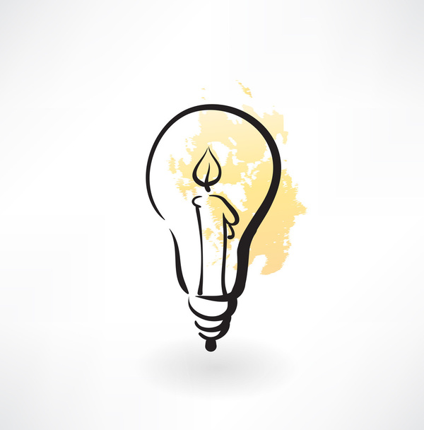 light bulb with candle inside grunge icon - Vector, Image