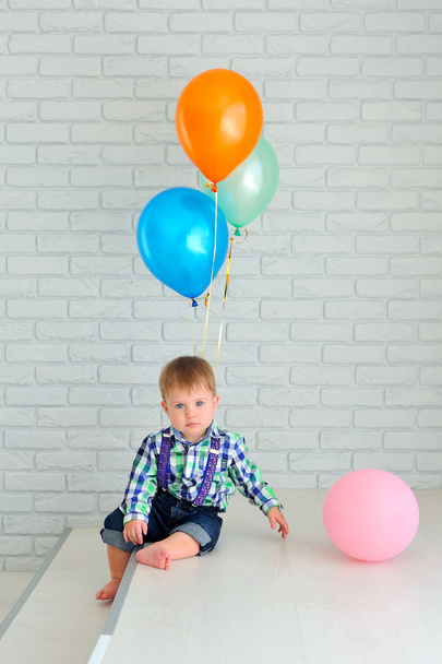 Boy with colorful balloons - Фото, зображення