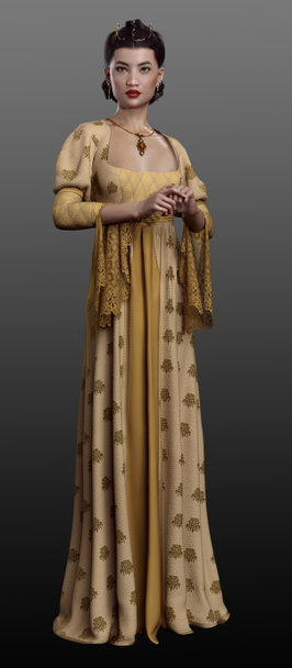 Fantasia CGI POC princesa asiática em vestido medieval - Foto, Imagem