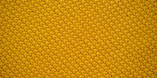 Wide yellow knitted pattern texture background - Fotoğraf, Görsel