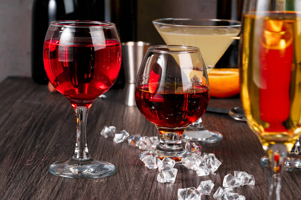 Selection of alcohol drinks in different glasses - Φωτογραφία, εικόνα