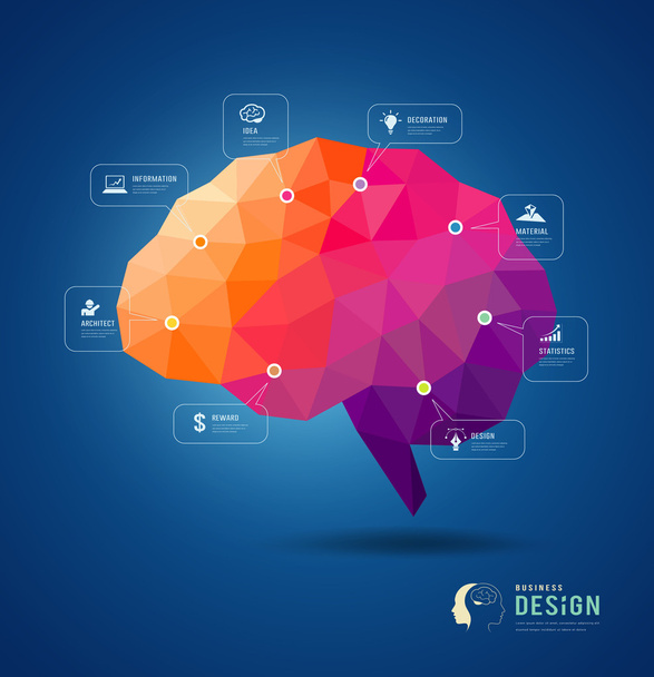 hersenen idee geometrische info grafisch ontwerp - Vector, afbeelding
