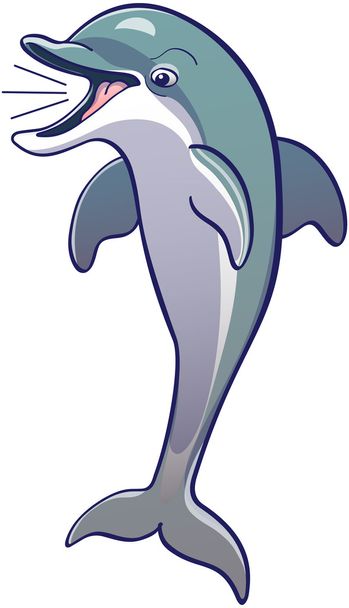 Gray and white dolphin - Vector, Image