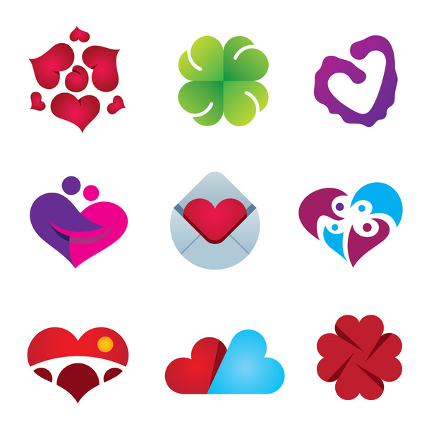 güzel duygu sevgi duygu kalp Tasarım Icon set - Vektör, Görsel