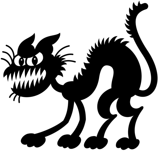 siluetu strašidelné černá kočka - Vektor, obrázek