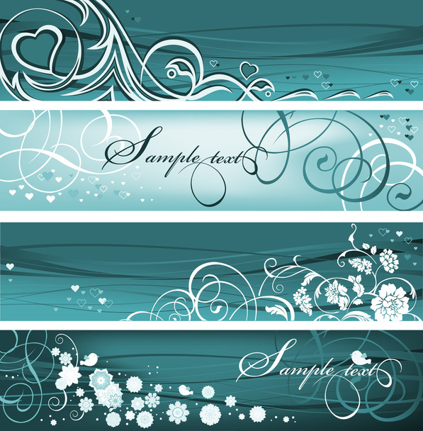 Set of Floral Banners. - Vector, afbeelding