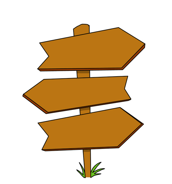 Illustratie van een houten paal met pijlen die de richtingen aangeven - Foto, afbeelding
