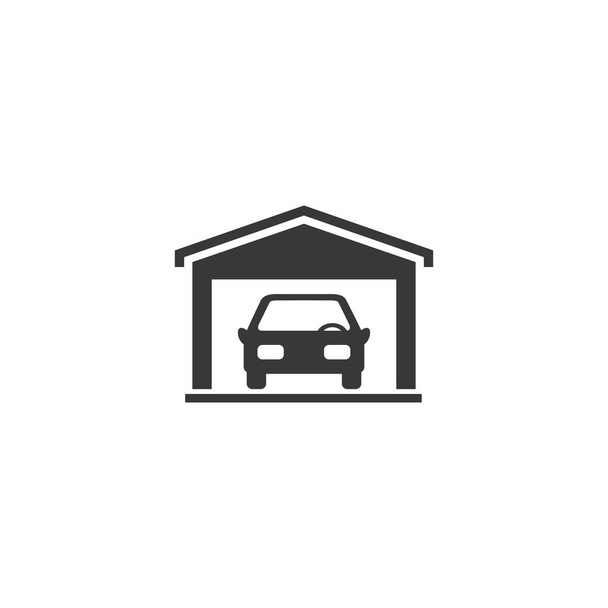 Icône de garage de voiture sur fond blanc dans un style plat - Vecteur, image