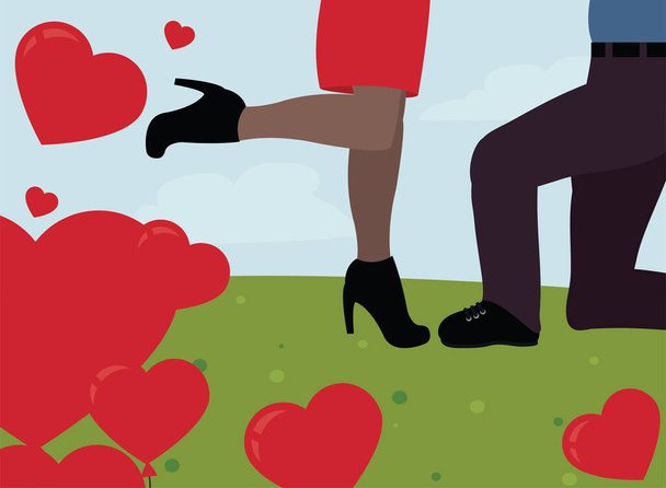 Feliz día de San Valentín par de piernas con corazones globos vector de diseño - Vector, imagen