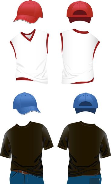 Man's t-shirt's and caps - Vector, Image