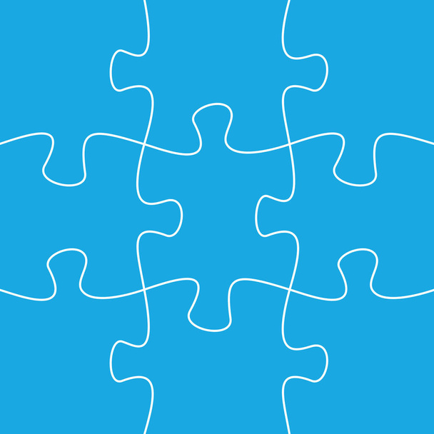 9 jigsaw pieces template. puzzle pieces connected together. - Vector, Image