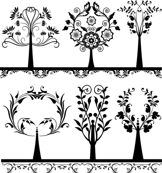 Set of abstract design floral elements. - Vecteur, image