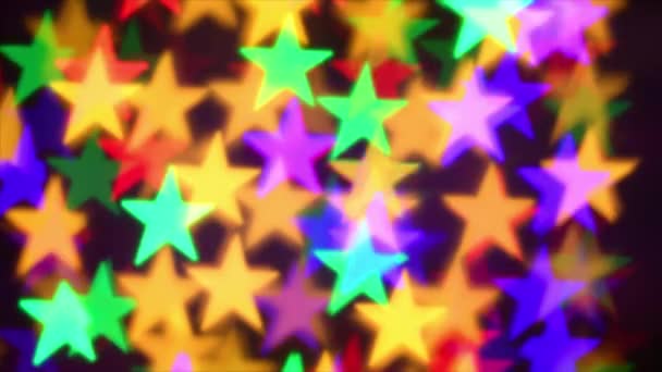 πολύχρωμα αστέρια φωτισμού για διακοπές ή αφηρημένη boke φόντο - Πλάνα, βίντεο