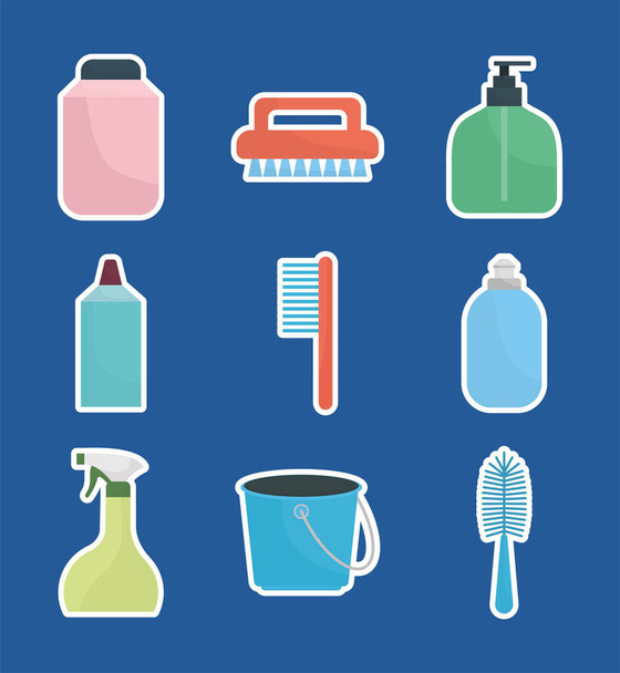 conjunto de ícones domésticos em um fundo azul - Vetor, Imagem