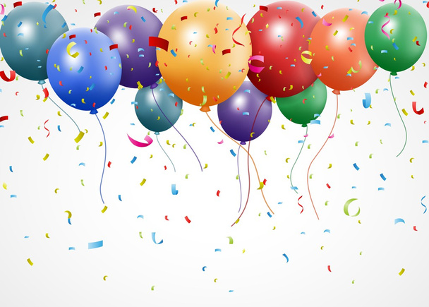 День рождения с воздушным шаром и лентой
 - Вектор,изображение